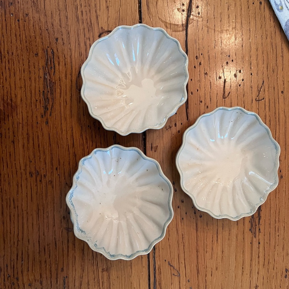Set of Three Fluted Ceramic trinket Bowls